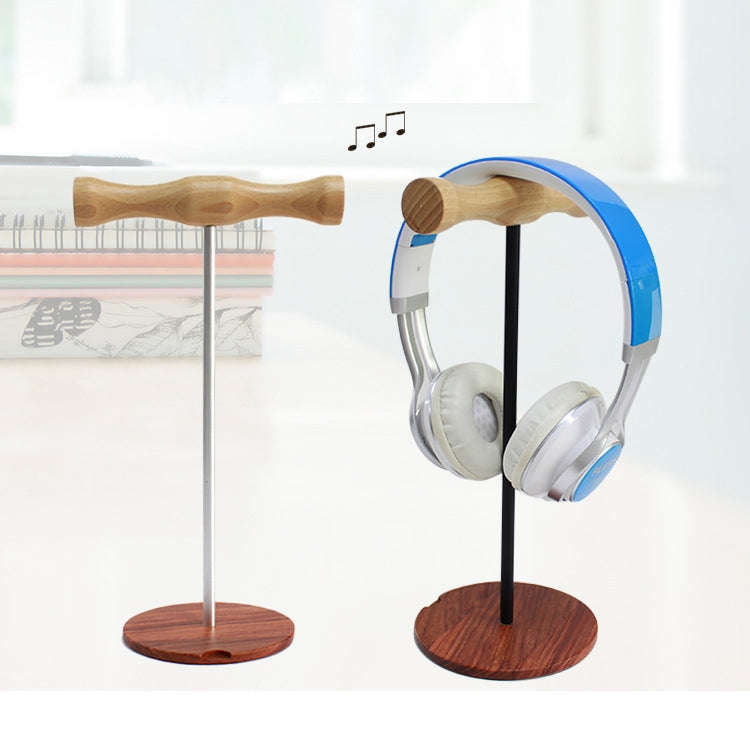 Creative Metal Rod Wooden Head-mounted Headphone Stand Display Holder, Colour: Double-sided Black...
