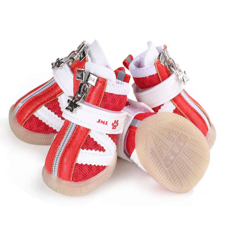 JML Pet Sports Shoes Non-Slip Wear-Resistant Comfortable Breathable Dog Shoes, Size: 1(Red)