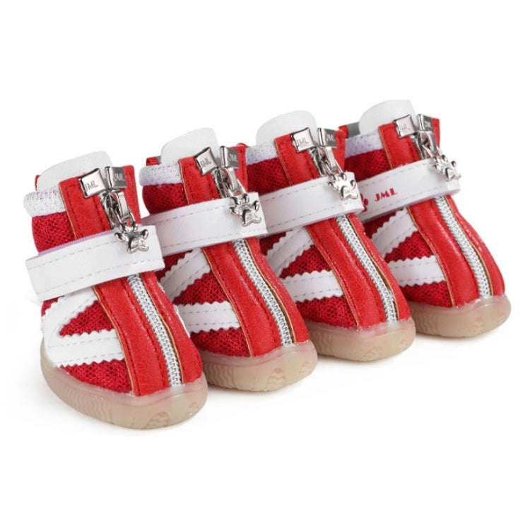 JML Pet Sports Shoes Non-Slip Wear-Resistant Comfortable Breathable Dog Shoes, Size: 1(Red)
