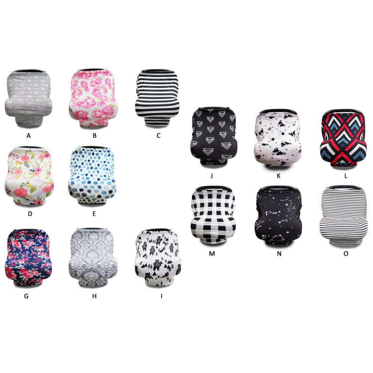Multifunctional Enlarged Stroller Windshield Breastfeeding Towel Baby Seat Cover(Gray Pattern)