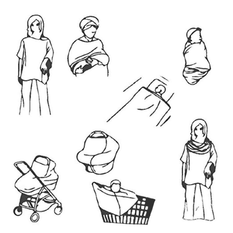 Multifunctional Enlarged Stroller Windshield Breastfeeding Towel Baby Seat Cover(Gray Pattern)