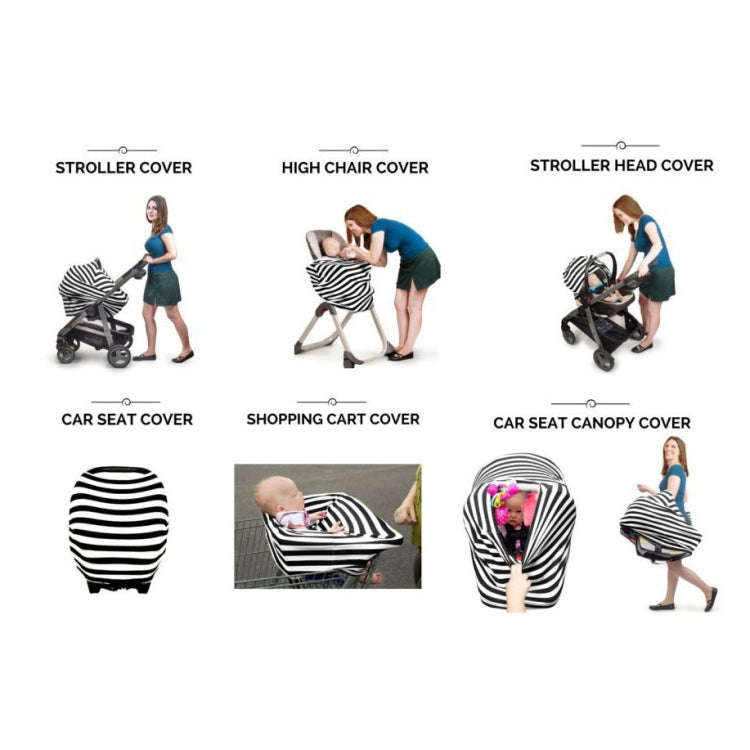 Multifunctional Enlarged Stroller Windshield Breastfeeding Towel Baby Seat Cover(Gray Pattern)
