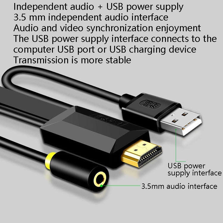 5m JH HV10 1080P HDMI to VGA Cable Projector TV Box Computer Notebook Industrial Display Adapter ...
