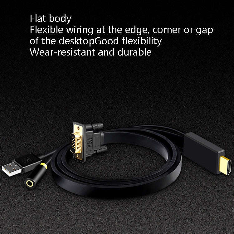 5m JH HV10 1080P HDMI to VGA Cable Projector TV Box Computer Notebook Industrial Display Adapter ...