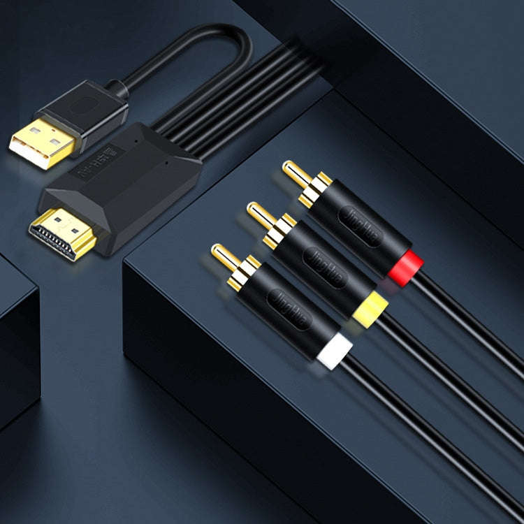 2m JingHua HDMI-3RCA HDMI To 3RCA Conversion Cable Set-Top TV Projector AV Lotus Converter Cable