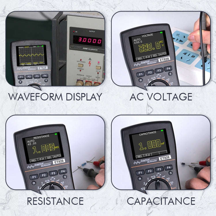 ET828 2 In 1 2 In 1 Oscilloscope Multimeter 2.4 Inch Color Screen Meter Digital Resistance Freque...