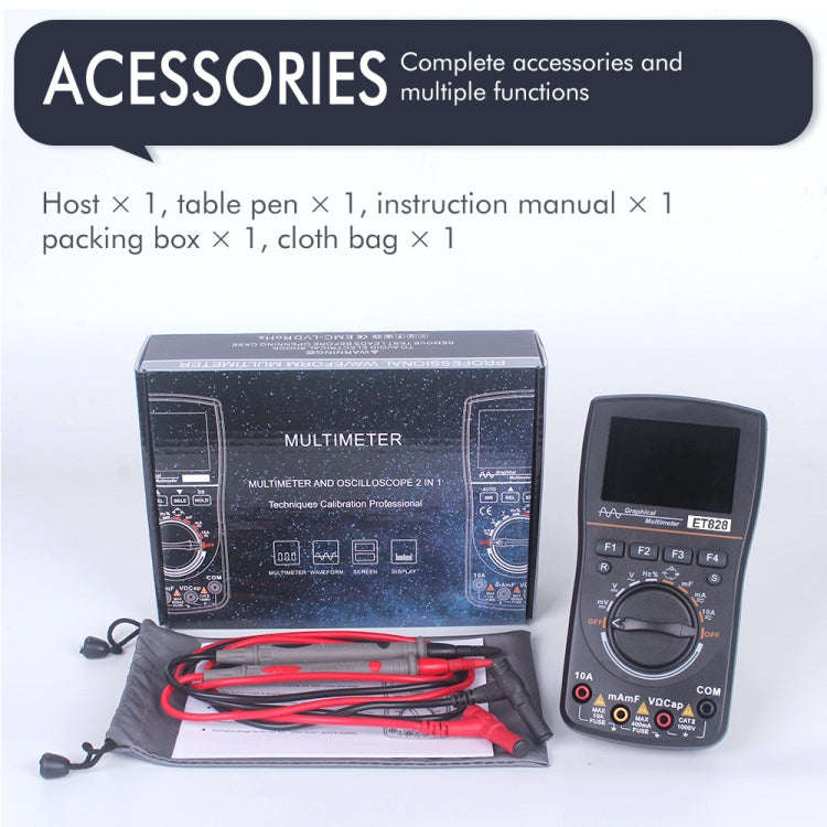 ET828 2 In 1 2 In 1 Oscilloscope Multimeter 2.4 Inch Color Screen Meter Digital Resistance Freque...
