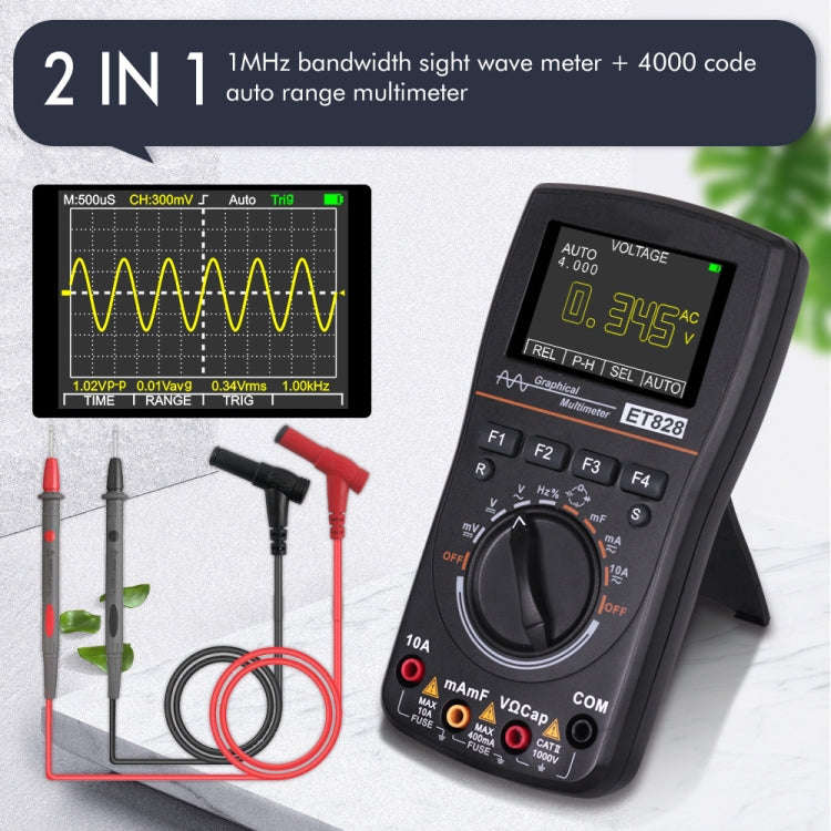 ET828 2 In 1 2 In 1 Oscilloscope Multimeter 2.4 Inch Color Screen Meter Digital Resistance Freque...