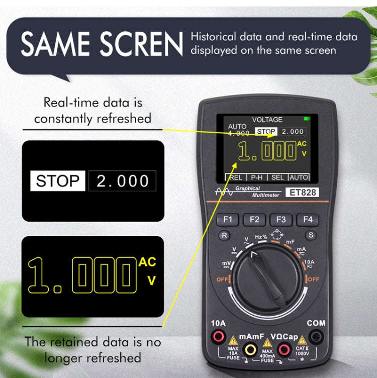 ET828 2 In 1 2 In 1 Oscilloscope Multimeter 2.4 Inch Color Screen Meter Digital Resistance Freque...
