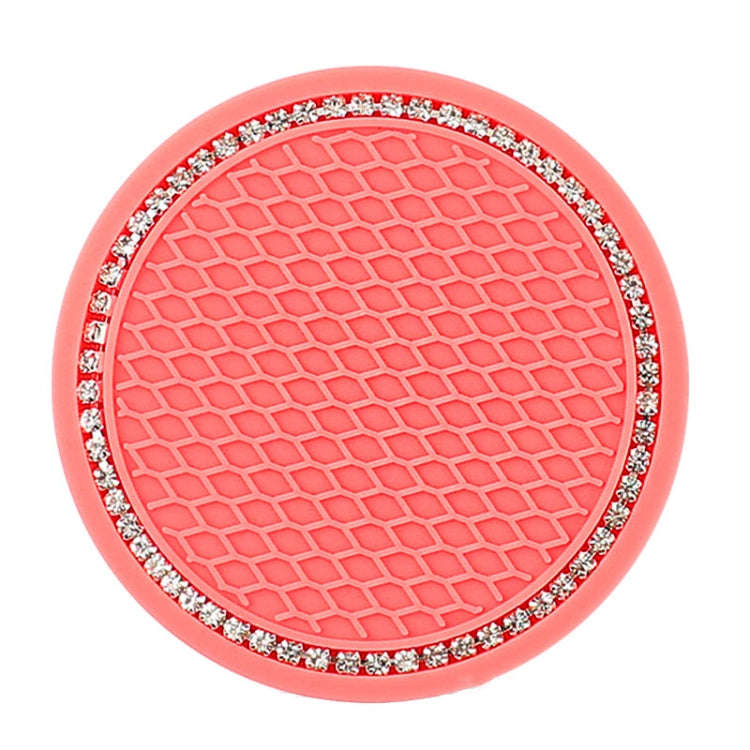 Car Universal Diamond Honeycomb Water Coaster Car Anti-Slip Mat(Watermelon Red and White Diamonds)