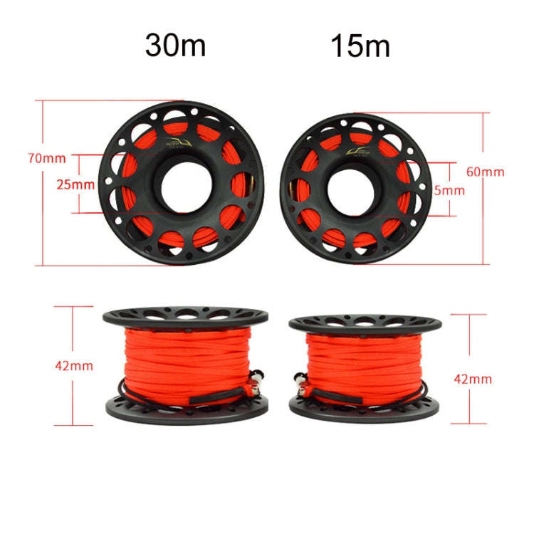 KEEP DIVING Aviation Sluminum Reel Double Hook Diving Buoy Rope Release Device, Color: 15m Black