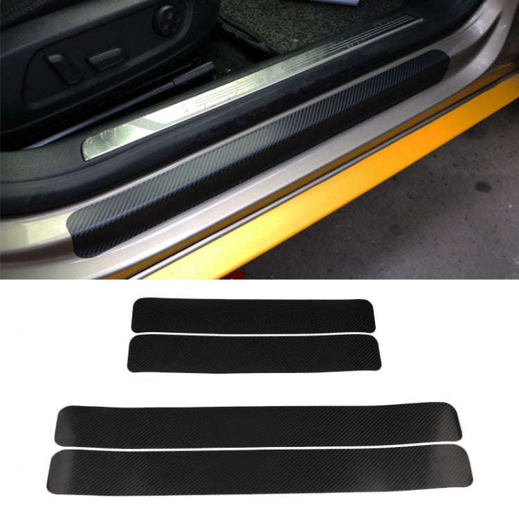 5 Sets Car Threshold Carbon Fiber Sticker Car Door Scratch Strip Anti-Kick Film Protective Pad Th...
