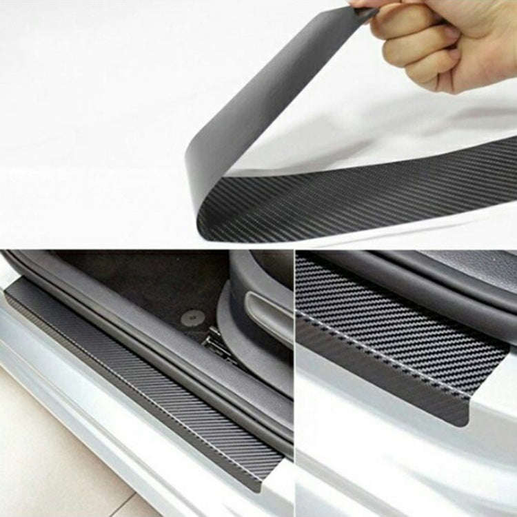 5 Sets Car Threshold Carbon Fiber Sticker Car Door Scratch Strip Anti-Kick Film Protective Pad Th...
