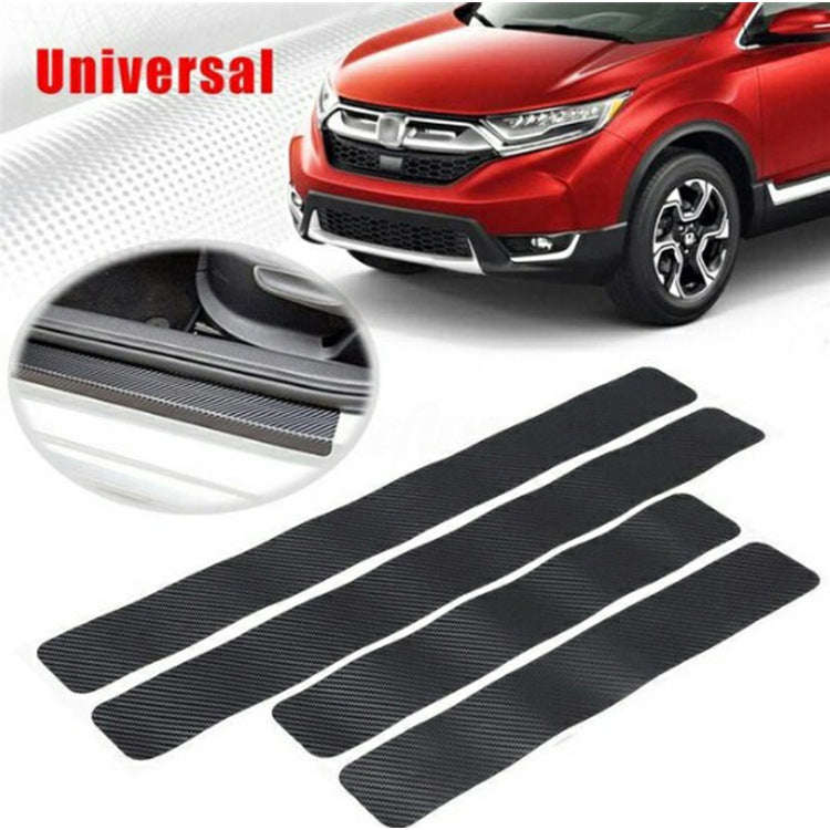 5 Sets Car Threshold Carbon Fiber Sticker Car Door Scratch Strip Anti-Kick Film Protective Pad Th...