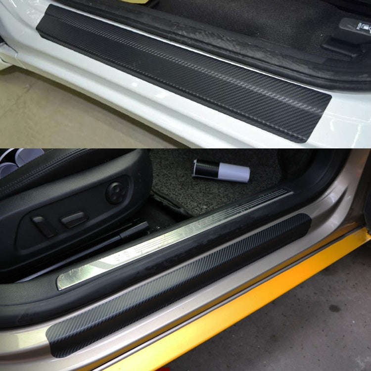 5 Sets Car Threshold Carbon Fiber Sticker Car Door Scratch Strip Anti-Kick Film Protective Pad Th...