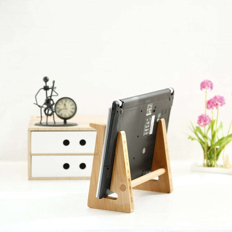 Medium  Bamboo Wood Computer Cooling Bracket Beech Wood Tablet Desktop Storage Rack