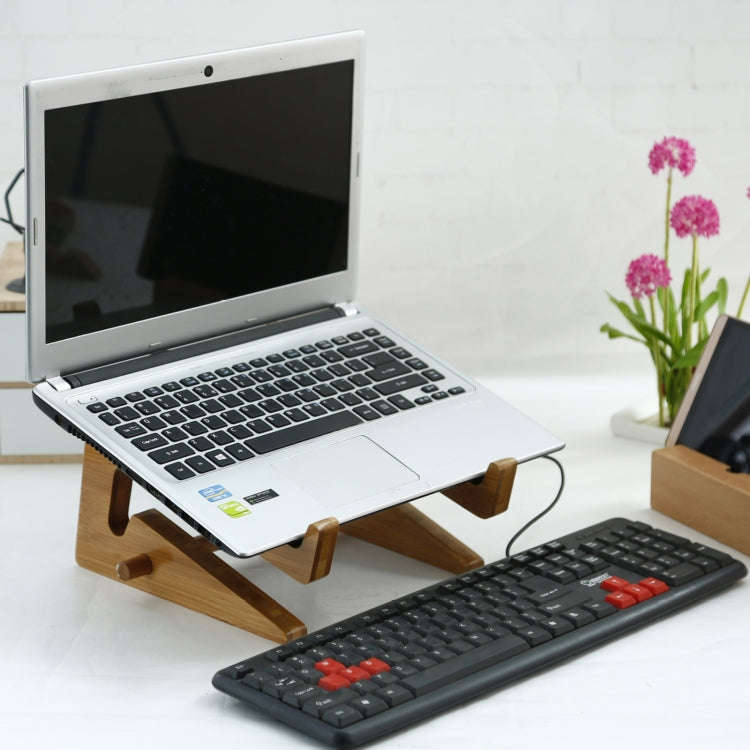 Medium  Bamboo Wood Computer Cooling Bracket Beech Wood Tablet Desktop Storage Rack