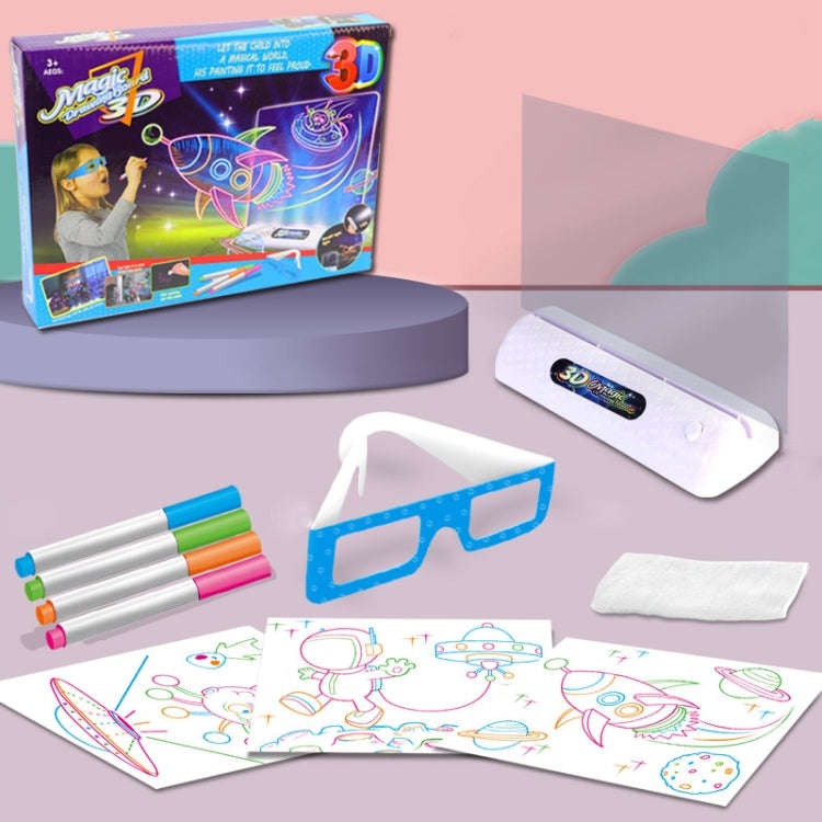 3D Fluorescent Drawing Board Magic Luminous Three-Dimensional Writing Board Graffiti Board Lighti...