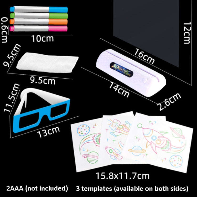 3D Fluorescent Drawing Board Magic Luminous Three-Dimensional Writing Board Graffiti Board Lighti...