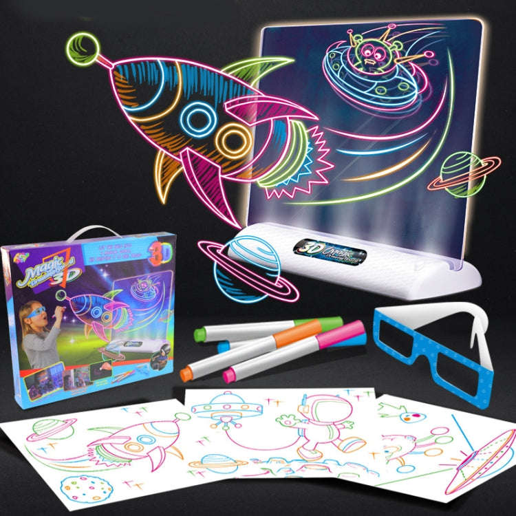 3D Fluorescent Drawing Board Magic Luminous Three-Dimensional Writing Board Graffiti Board Lighti...
