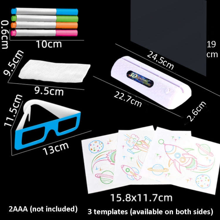 3D Fluorescent Drawing Board Magic Luminous Three-Dimensional Writing Board Graffiti Board Lighti...