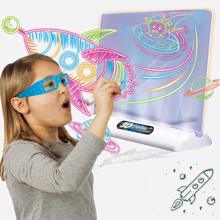 3D Fluorescent Drawing Board Magic Luminous Three-Dimensional Writing Board Graffiti Board Lighti...