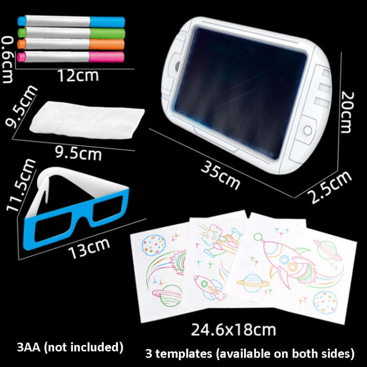3D Fluorescent Drawing Board Magic Luminous Three-Dimensional Writing Board Graffiti Board Lighti...