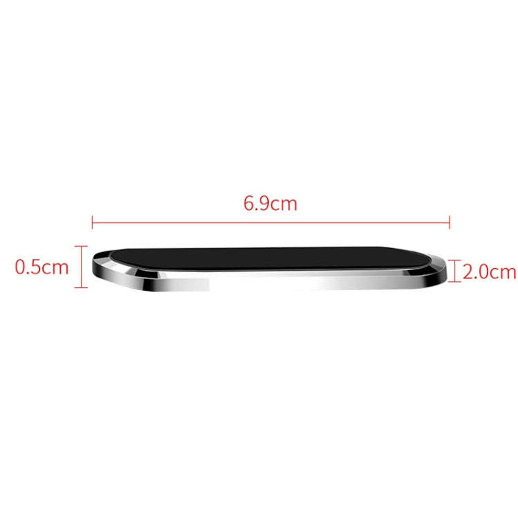F601 4 PCS One Word Long Magnet Car Bracket Car Navigation Lazy Magnetic Metal Bracket(Rounded Bl...
