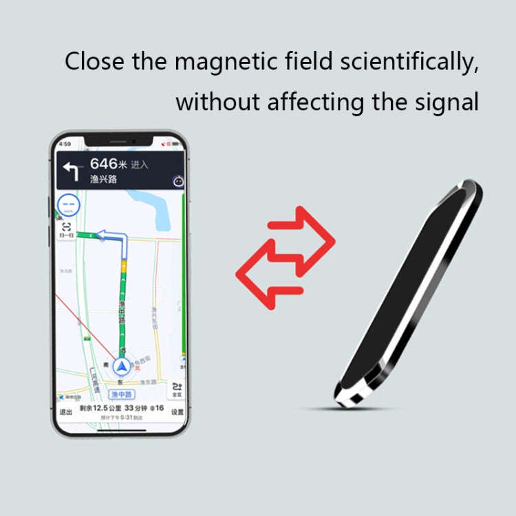F601 4 PCS One Word Long Magnet Car Bracket Car Navigation Lazy Magnetic Metal Bracket(Rounded Si...