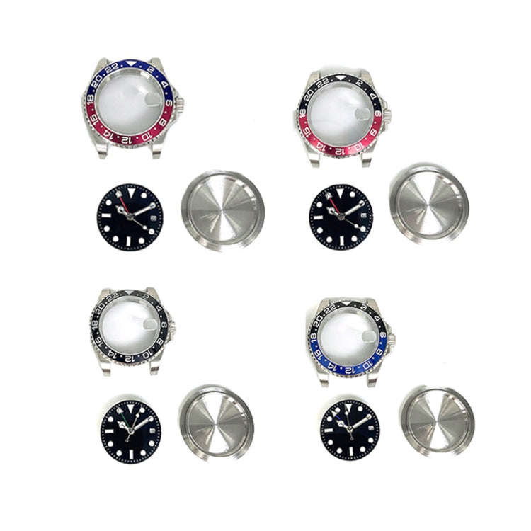 For ETA2836/Pearl 3804 Movement 867 GMT Watch Accessories 40MM Stainless Steel Case(Black Blue)