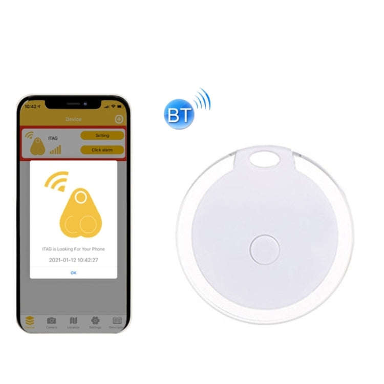 2 PCS  HYC-05 Round Bluetooth Anti-Lost Device Mobile Phone Key Two-Way Object Finding Alarm( White)