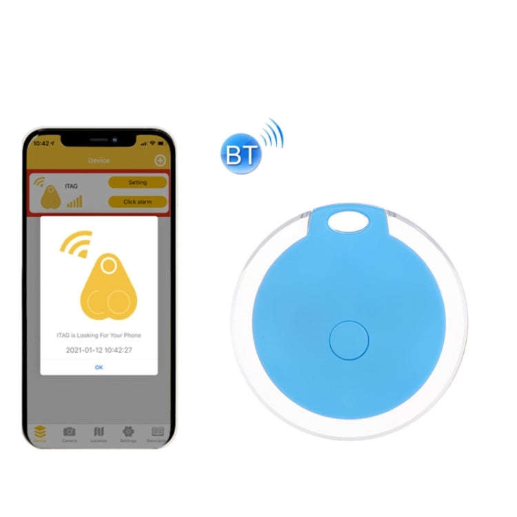 2 PCS  HYC-05 Round Bluetooth Anti-Lost Device Mobile Phone Key Two-Way Object Finding Alarm( Blue)