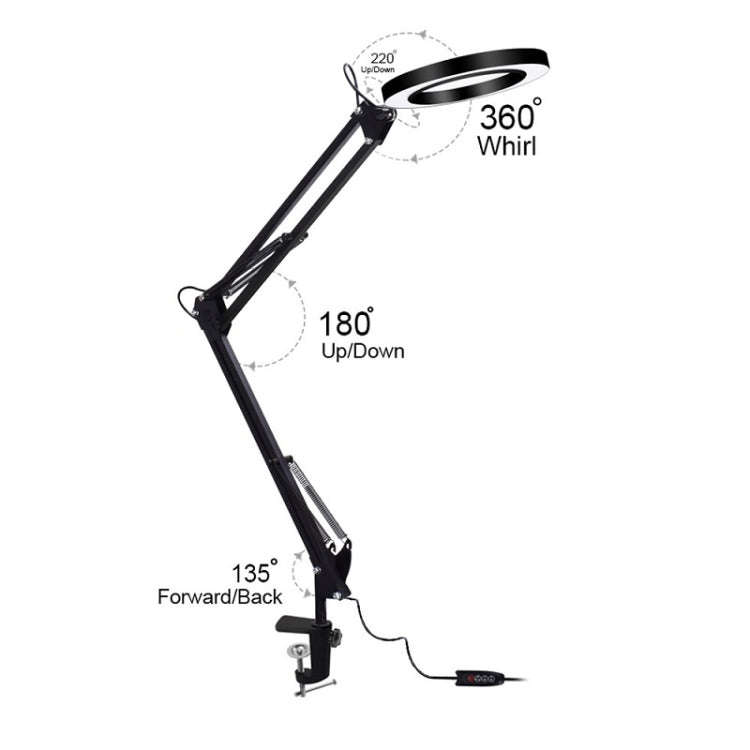 LED Eye Protection Reading Book Light USB Folding Clip Magnifying Glass Electronic Maintenance Li...