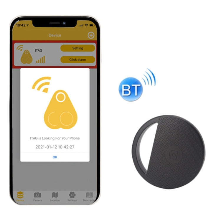 HYC-S9 2 PCS Round Bluetooth Object Finder Mobile Phone Tracking Locator Anti-Lost Two-Way Alarm(...