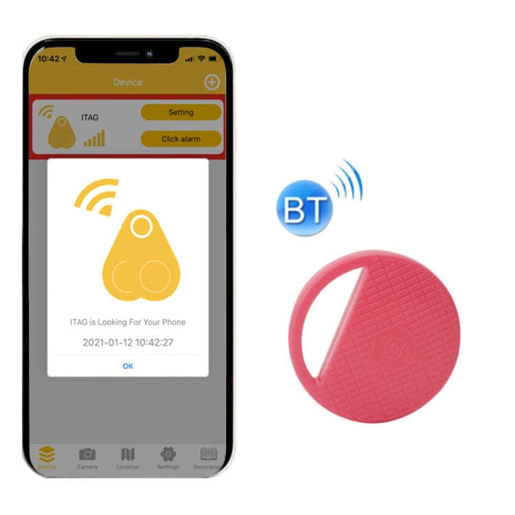 HYC-S9 2 PCS Round Bluetooth Object Finder Mobile Phone Tracking Locator Anti-Lost Two-Way Alarm(...