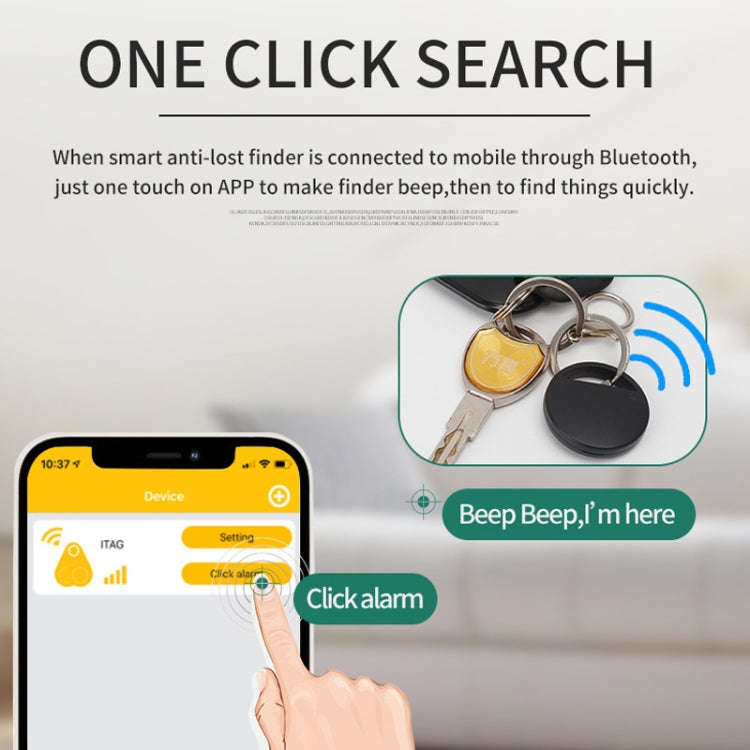 HYC-S9 2 PCS Round Bluetooth Object Finder Mobile Phone Tracking Locator Anti-Lost Two-Way Alarm(...