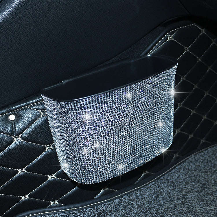 Car-Studded Trash Can Personality Car Hanging Trash Bag Multi-Function Car Storage Box(White Diam...