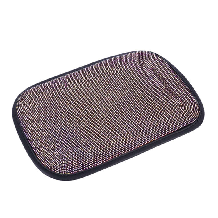 Car Diamond Armrest Box Cushion Personalized Car Decorations Dirt And Non-Slip(Black Colorful Dia...