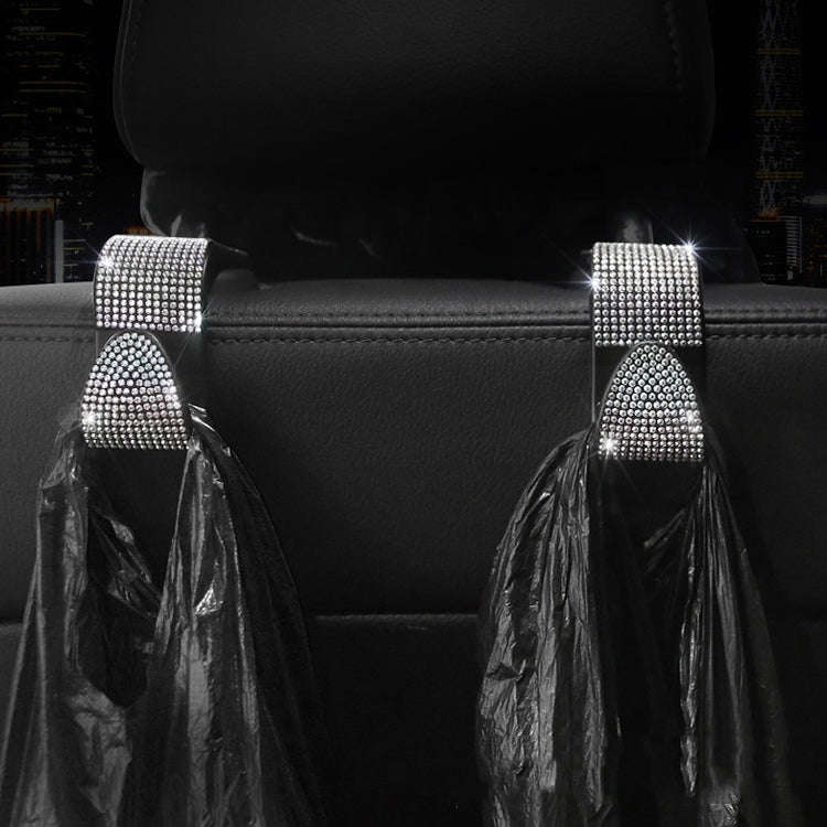 3 PCS Car Rear Seat Hooks Car Seats Multi-Function Diamond-Studded Hooks, Colour: Blue Diamond