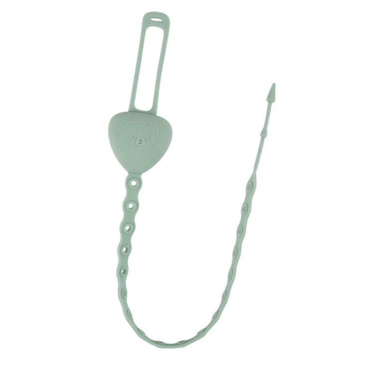 M010087 Silicone Baby Teether Anti-Dropping Chain Children Pacifier Anti-Dropping Strap(Gray-green)