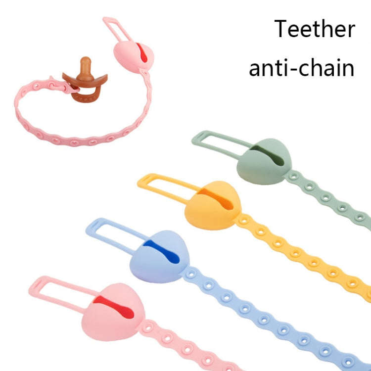 M010087 Silicone Baby Teether Anti-Dropping Chain Children Pacifier Anti-Dropping Strap(Gray-green)