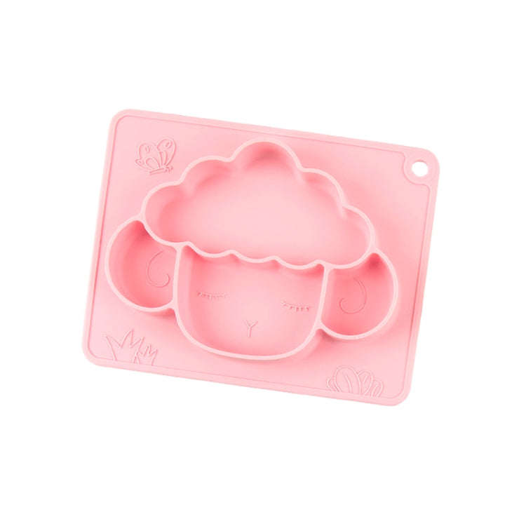 M010094 Children Silicone Dinner Plate Gridded Anti-Fall Eating Bowl Baby Cartoon Complementary F...