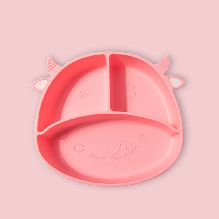 M010094 Children Silicone Dinner Plate Gridded Anti-Fall Eating Bowl Baby Cartoon Complementary F...
