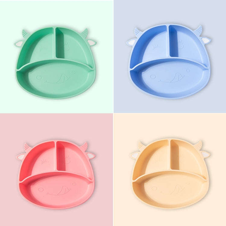 M010094 Children Silicone Dinner Plate Gridded Anti-Fall Eating Bowl Baby Cartoon Complementary F...