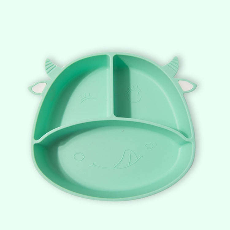 M010094 Children Silicone Dinner Plate Gridded Anti-Fall Eating Bowl Baby Cartoon Complementary F...