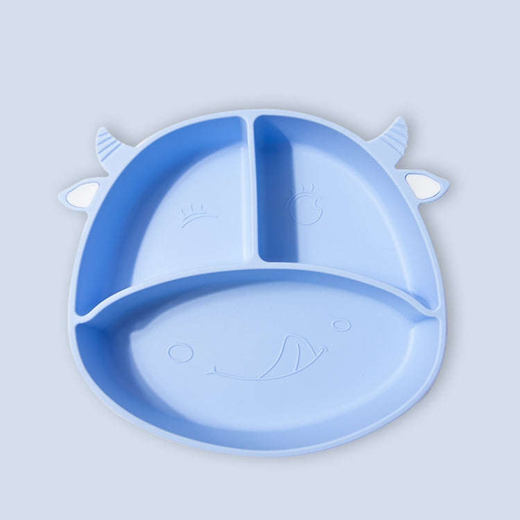M010094 Children Silicone Dinner Plate Gridded Anti-Fall Eating Bowl Baby Cartoon Complementary F...