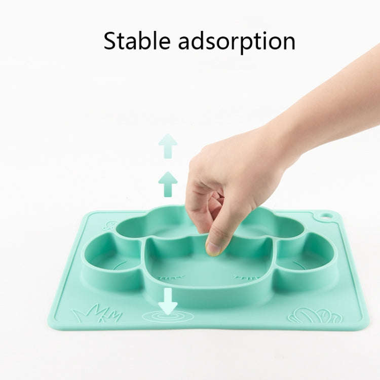 M010094 Children Silicone Dinner Plate Gridded Anti-Fall Eating Bowl Baby Cartoon Complementary F...