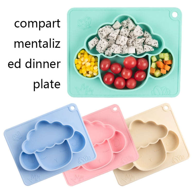 M010094 Children Silicone Dinner Plate Gridded Anti-Fall Eating Bowl Baby Cartoon Complementary F...