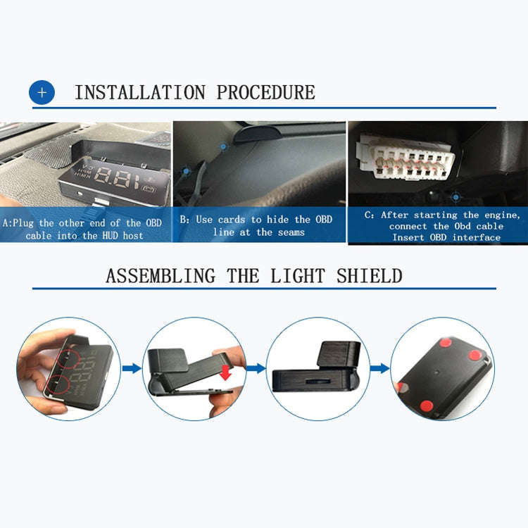 L2 HUD Head-Up Display, Water Temperature Per Hour, OBD Car Display With Color-Changing Atmospher...