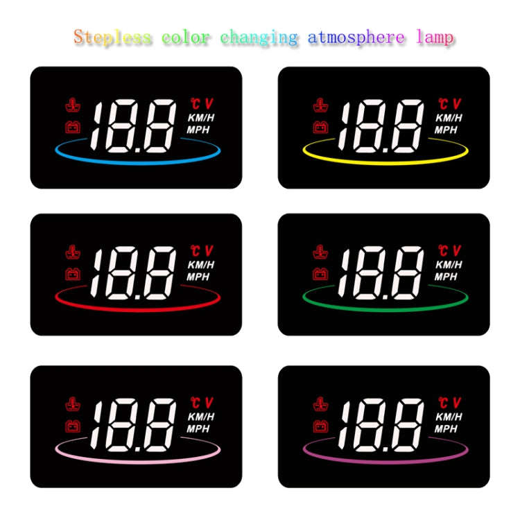 L2 HUD Head-Up Display, Water Temperature Per Hour, OBD Car Display With Color-Changing Atmospher...